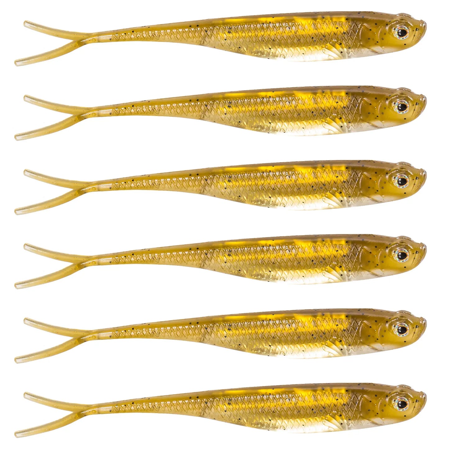 Dr.Fish 5/6pcs Soft Fishing Lures — Saltwater Silicone Fork Tail Drop Shot Baits for Bass, Trout, Pike, Walleye, Weedless