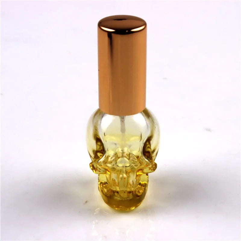 8ml Skull-Shaped Glass Perfume Bottle – Refillable Mini Travel Spray for Personal Fragrance