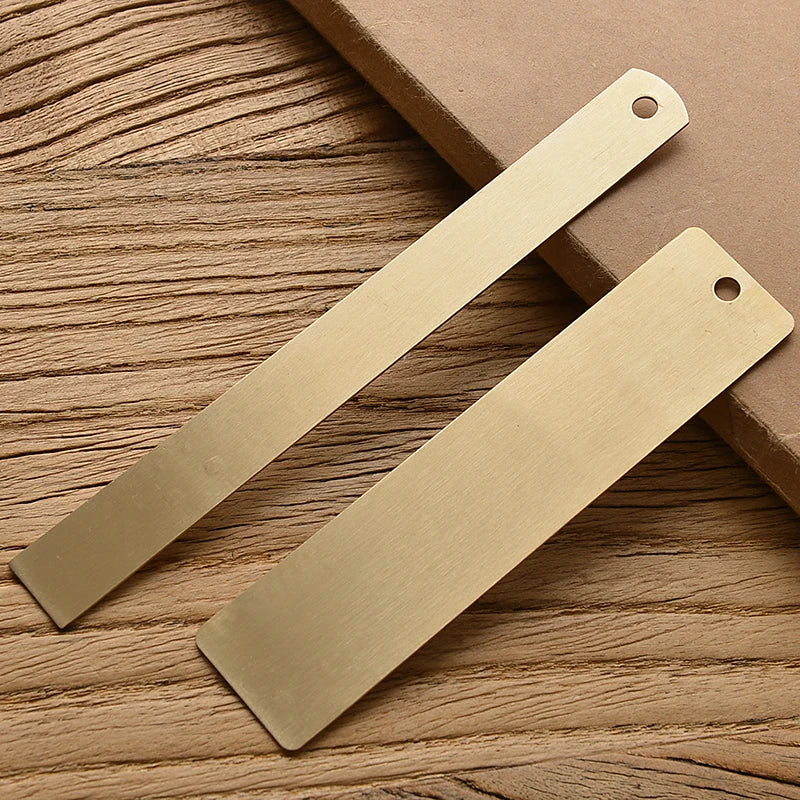 Vintage Brass Straight Ruler — Metal Triangle Protractor Measuring Tool for Students