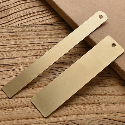 Vintage Brass Straight Ruler — Metal Triangle Protractor Measuring Tool for Students