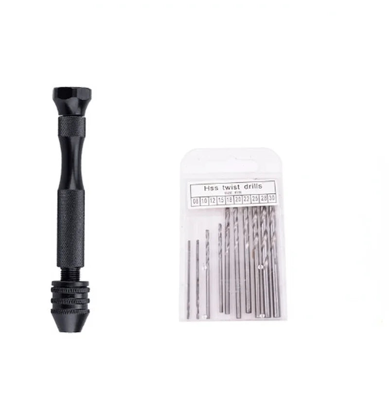 Mini Aluminum Hand Drill with Keyless Chuck – HSS Steel Twist Drill Bit for Woodworking & Manual Drilling