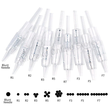 20pcs Tattoo Cartridge Needles - Replacement 1D/1R/2R/3R/3F/5R/5F/7R/7F Microblading Needles for Derma Tools