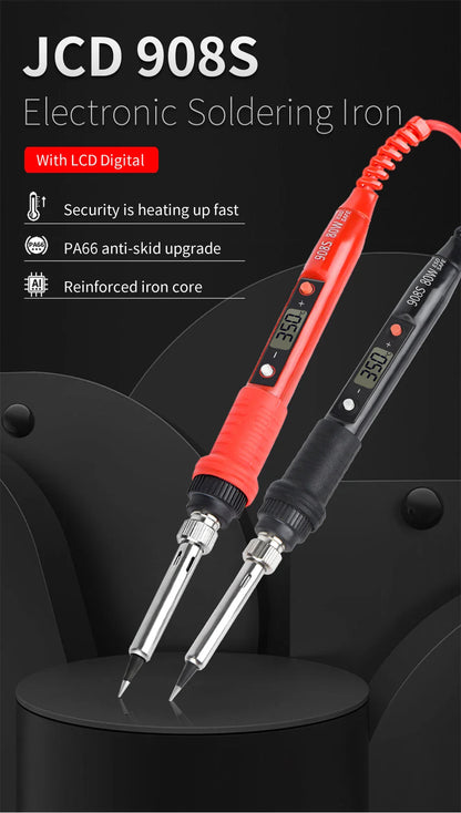 JCD 220V 80W LCD Electric Soldering Iron 908S – Adjustable Temperature with Quality Tips & Soldering Kit