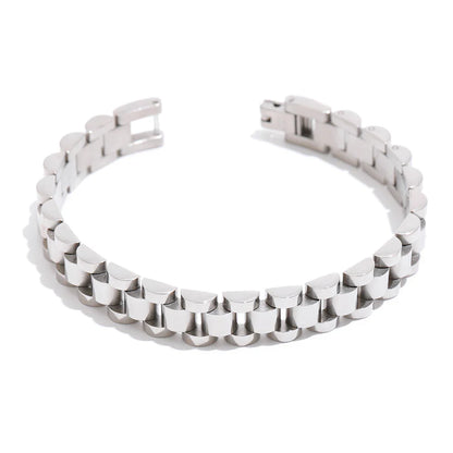 Yhpup Stainless Steel Chain Bracelet – 18K Gold Plated Heavy Metal Texture Waterproof Fashion Jewelry for Men & Women