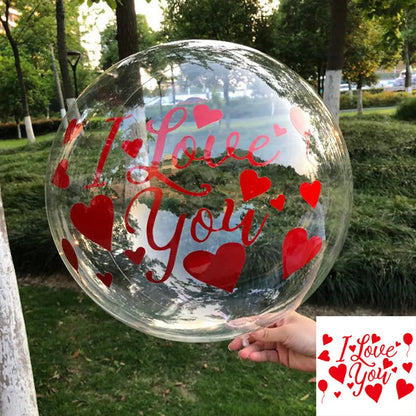 5pcs I Love You Balloon Stickers - Red Heart Bobo Balloon Sticker for Valentine's Day, Wedding, Birthday Party Decor