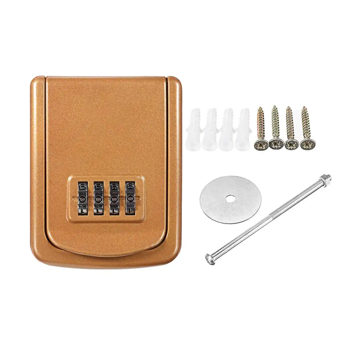 Mini Key Lock Box – Wall Mounted Alloy Safe Organizer with 4-Digit Combination for Indoor & Outdoor Security Storage