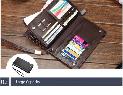 Baellerry Men’s Long Wallet – Large Capacity Zipper Clutch with Card Holder & Coin Pocket, Luxury Handbag Purse