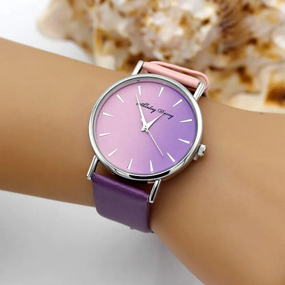 New Ladies Casual Gradient Watch – Luxury Quartz Wristwatch with 2-Color Strap, Feminine Design (Zegarek Damski)
