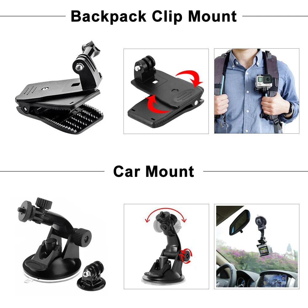 ORBMART GoPro Accessories Set Compatible with Hero 4–13 Black, Mounts for DJI, Insta360, SJCam Action Cameras