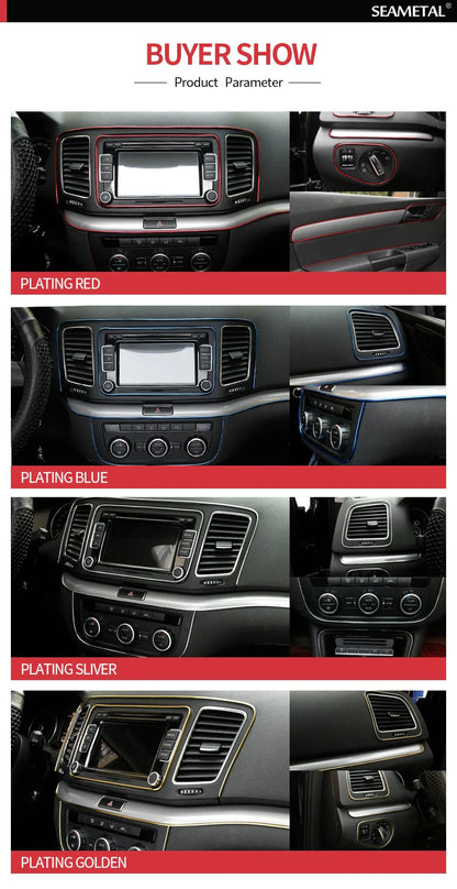 SEAMETAL Car Interior Molding Trim Strips – Flexible Anti-Scratch 5m Decoration Line for Dashboard & Car Styling Accessories