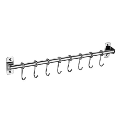 Wall Mounted Stainless Steel Utensil Rack – Kitchen Hanging Rail with 6/8/10 Removable Hooks Organizer