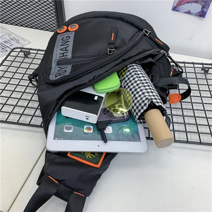 Men's Military Crossbody Shoulder Bag - Waterproof Nylon Messenger Bag for Travel, School Trips in Black/Green