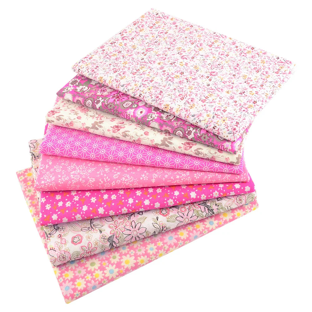 Teramila 7/8 Pcs Patchwork Quilt Fabrics Set - 30x30cm/25x25cm Cotton Sewing Cloth for Needlework and Handmade Projects