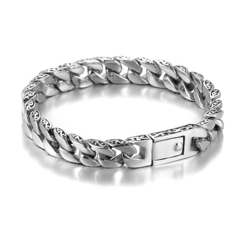 Ethnic Wind Dragon Bracelet – Vintage Silver Plated Cuff Bangle, Motorcycle Riding Charm Jewelry Gift for Men