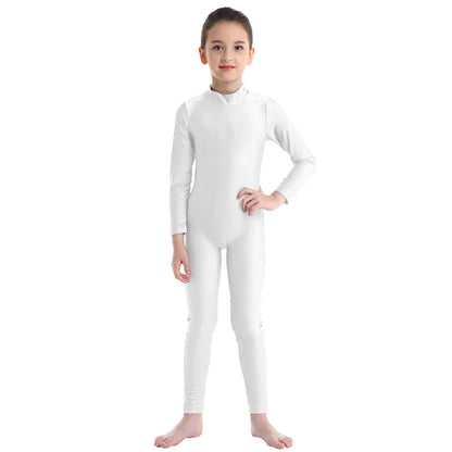 Kids Girls Full Body Gymnastics Bodysuit, Ballet Dance Jersey Leotard, Jumpsuit Sports Unitard, Children Dancewear and Sportswear