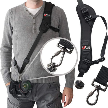 High-Quality Focus F-1 Shoulder Camera Strap – Quick Carry Soft Sling Neck Belt for DSLR Cameras, Black