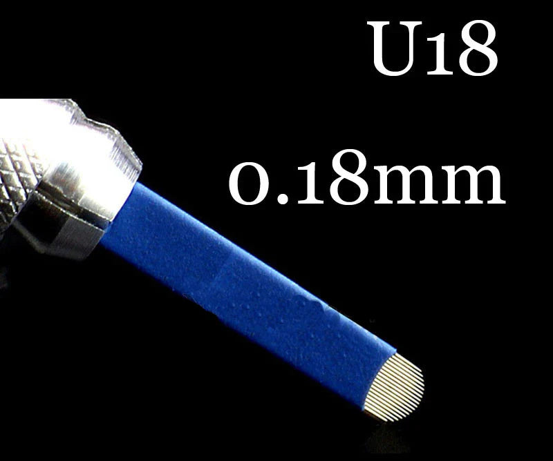 50pcs Microblading Tebori Blades — 0.18mm Permanent Makeup Needles for Eyebrows, 7/9/12/14/17/21 Manual Tattoo Needles