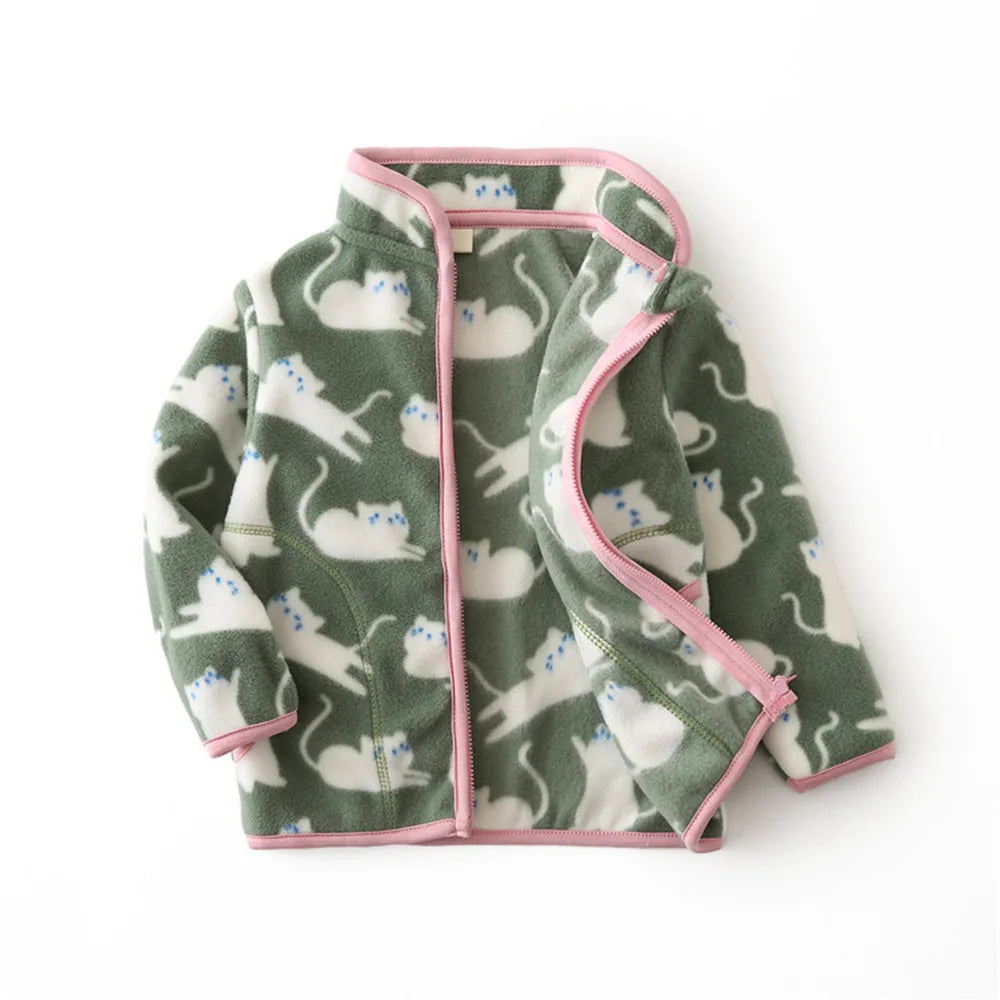 Jumping Meters Dinosaur Zipper Jacket – Kids Fleece Coat with Pockets, Fashionable Outerwear for Boys & Girls