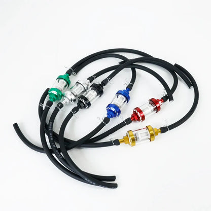 8mm Motorcycle Inner Fuel Filter with Gasoline Filters + 40CM Petrol Fuel Line Hose + 4 Clips for Moto, Scooter, Dirt Bike