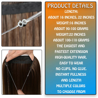 Natural-Looking Synthetic Hair Extension: No-Clip Long Straight Hairpiece in Blonde, Black, and Mixed Colors - False Hair Piece for Women