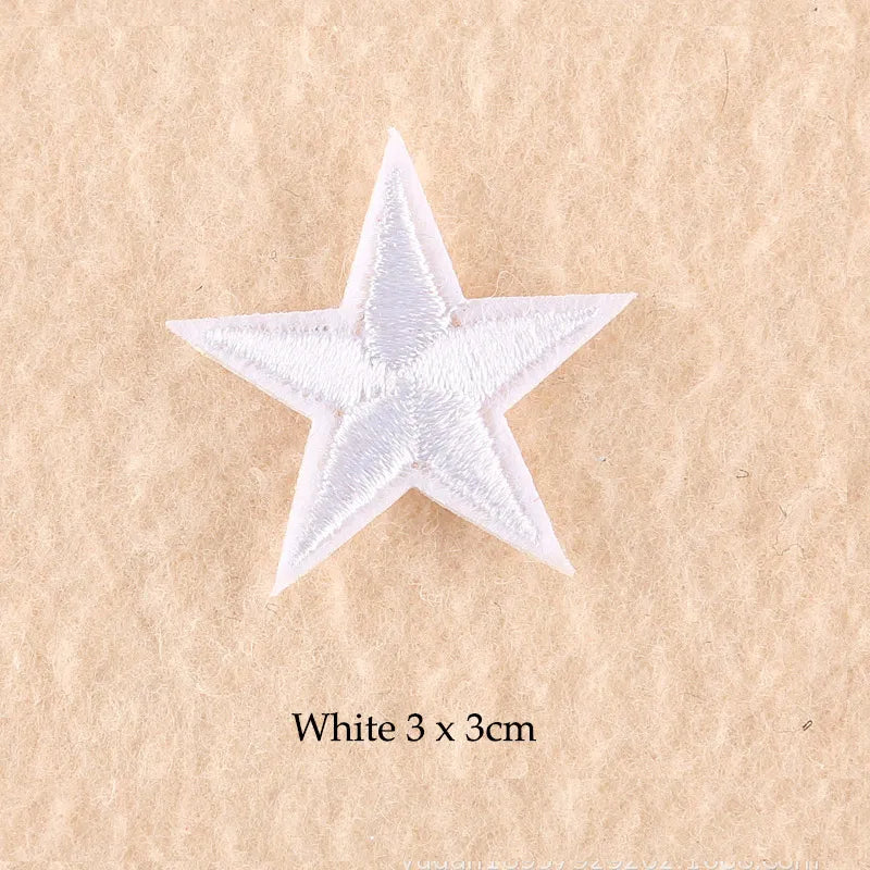 Stars Embroidered Iron-On Patches – Gold, Silver & Colorful Appliqué Stickers for Clothing, Jackets, Bags & DIY Craft Decoration