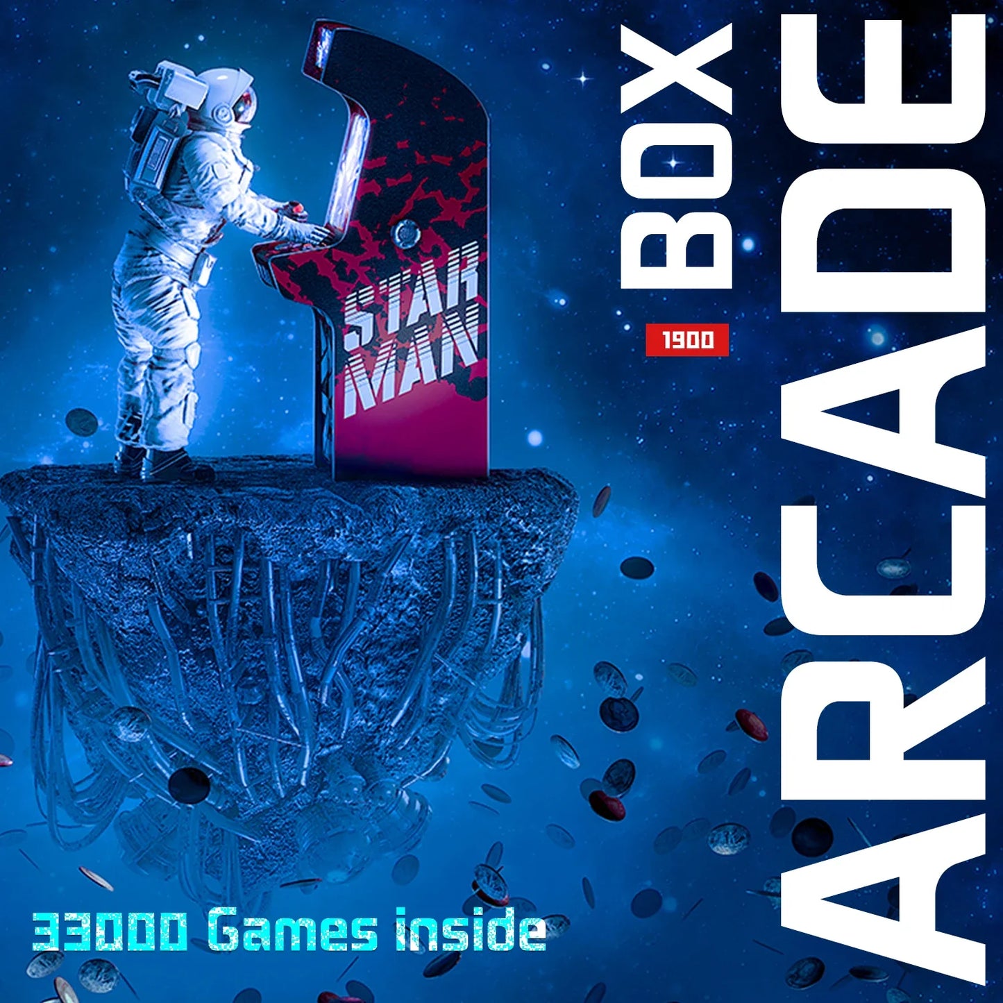 Arcade Box Game Console – 64GB Retro Gaming with 33,000+ Games for PS1/DC/Naomi, 4K HD Display for TV, Projector & Monitor