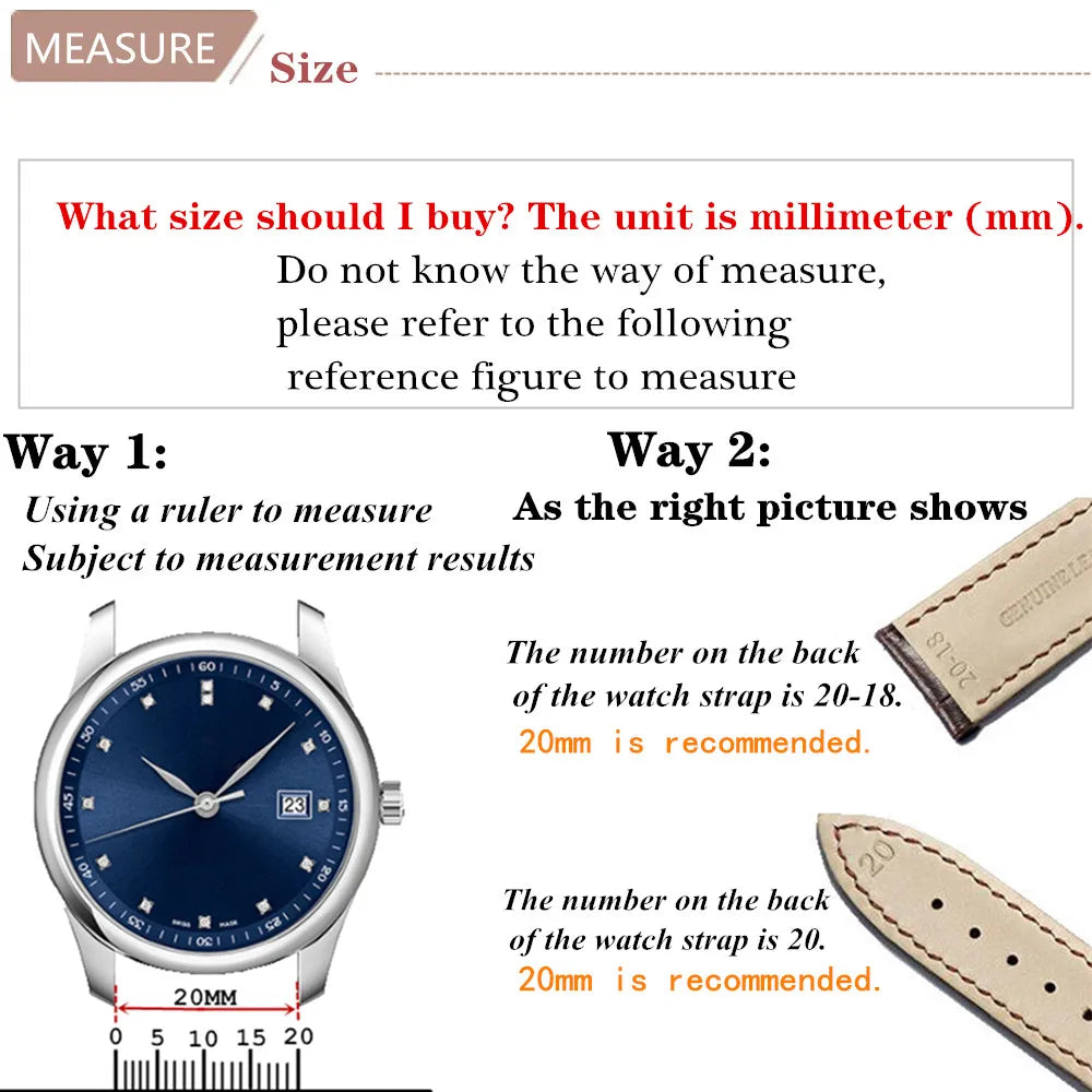 Genuine Leather Watch Band for Panerai Luminor & Radiomir – 18mm-24mm High-Quality Strap with Stainless Steel Buckle