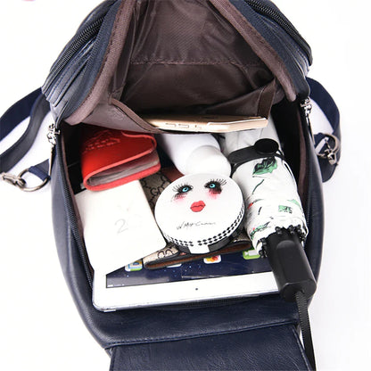 Multifunctional Women's Leather Backpack - Casual Style for Teen Girls, School and Travel Bagpack, Ladies' Chest Bag Sac