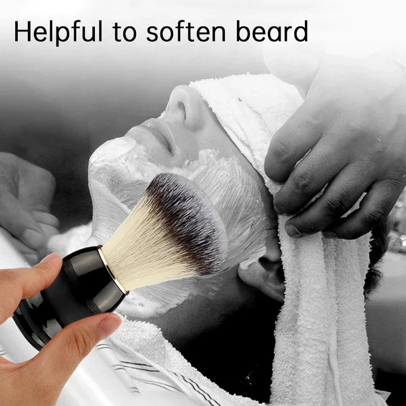 Beard Shaving Brush – Wooden Handle Bristle Hair Brush for Men, Barber Soap Foam Shave & Facial Cleaning Tool