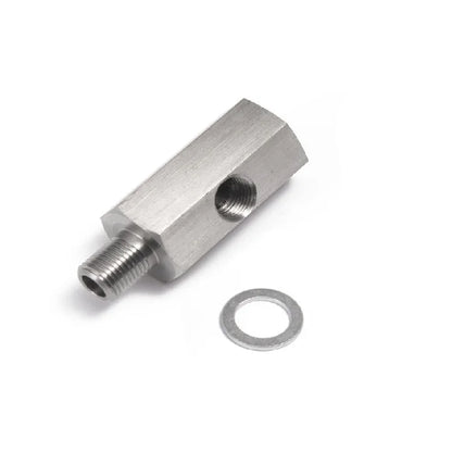 Stainless Steel Oil Pressure Sensor Connector — Side Hole Tee Adapter for 1/8"NPT, 1/4"NPT, M10, M12, M14 Feed Line Gauge