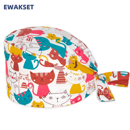 Unisex Soft Scrub Cap – Cartoon Print Surgical Hat for Men and Women, Operating Room Nursing Accessories
