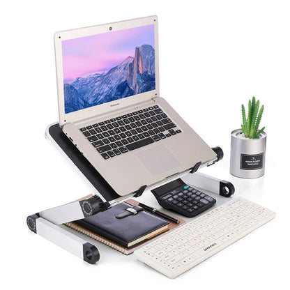 Adjustable Aluminum Laptop Desk Stand – Portable Ergonomic Lapdesk with Mouse Pad for Bed, Sofa & TV Use