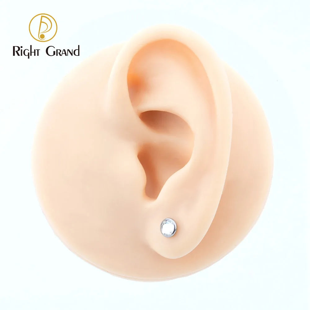 5Pcs Right Grand ASTM F136 Titanium 14G 2-Hole Internally Threaded CZ Dermal Anchor Tops & Base – Microdermal Piercing Jewelry Set