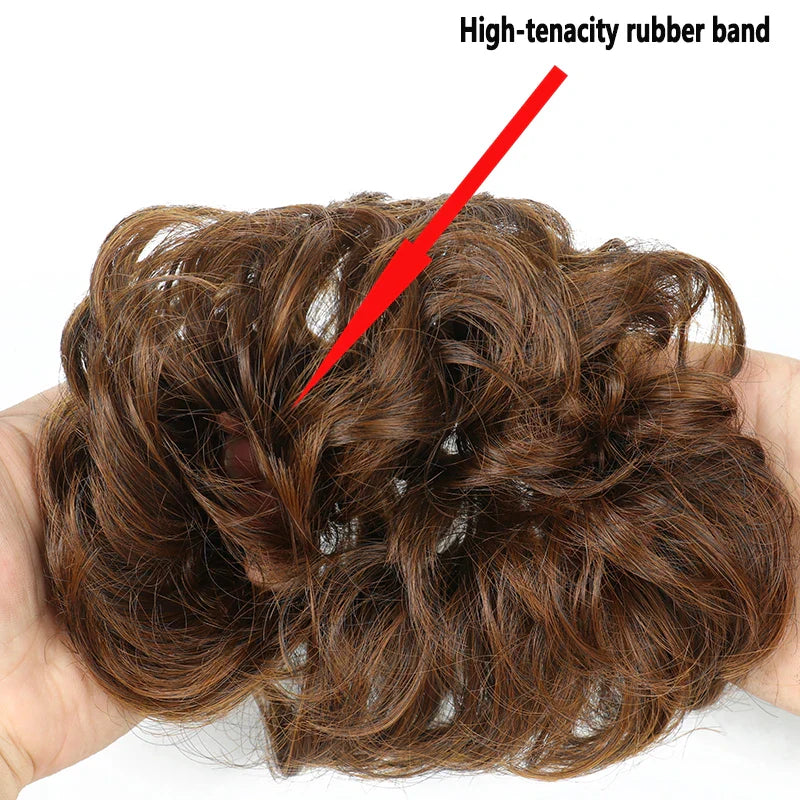 Azqueen Synthetic Messy Bun Chignon – Gray Brown Hair Bun Pad with Elastic Rope & Rubber Band Hair Extensions