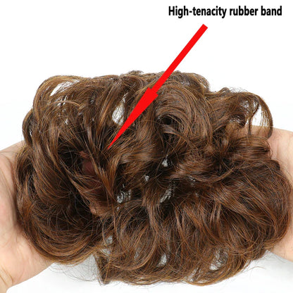 Azqueen Synthetic Messy Bun Chignon – Gray Brown Hair Bun Pad with Elastic Rope & Rubber Band Hair Extensions