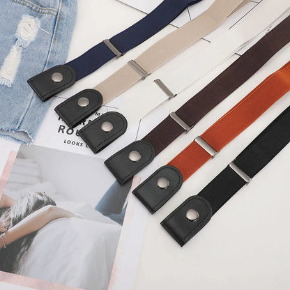 No Buckle Stretch Elastic Waist Belt - Buckle-Free Belt for Jeans, Pants, Dresses - No Bulge, No Hassle Waist Belt for Women/Men