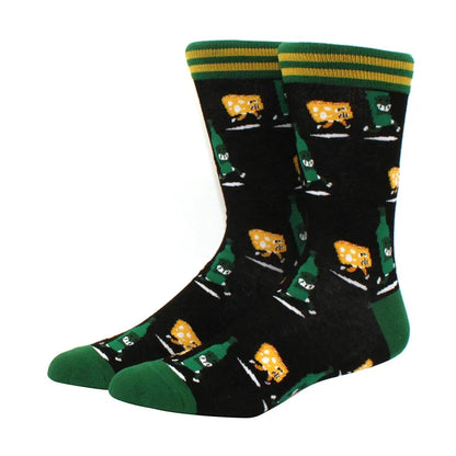 Funny Cartoon Fashion Cotton Socks – Hip Hop Skateboard Style Socks for Men & Women, Beer, Pizza, Astronaut & Pineapple Print Casual Wear Socks