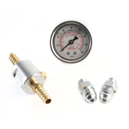 Universal 1/8 NPT Fuel Pressure Gauge 0-160 PSI with Liquid-Filled Polished Case & Adaptor Kit for Fuel Injection Systems