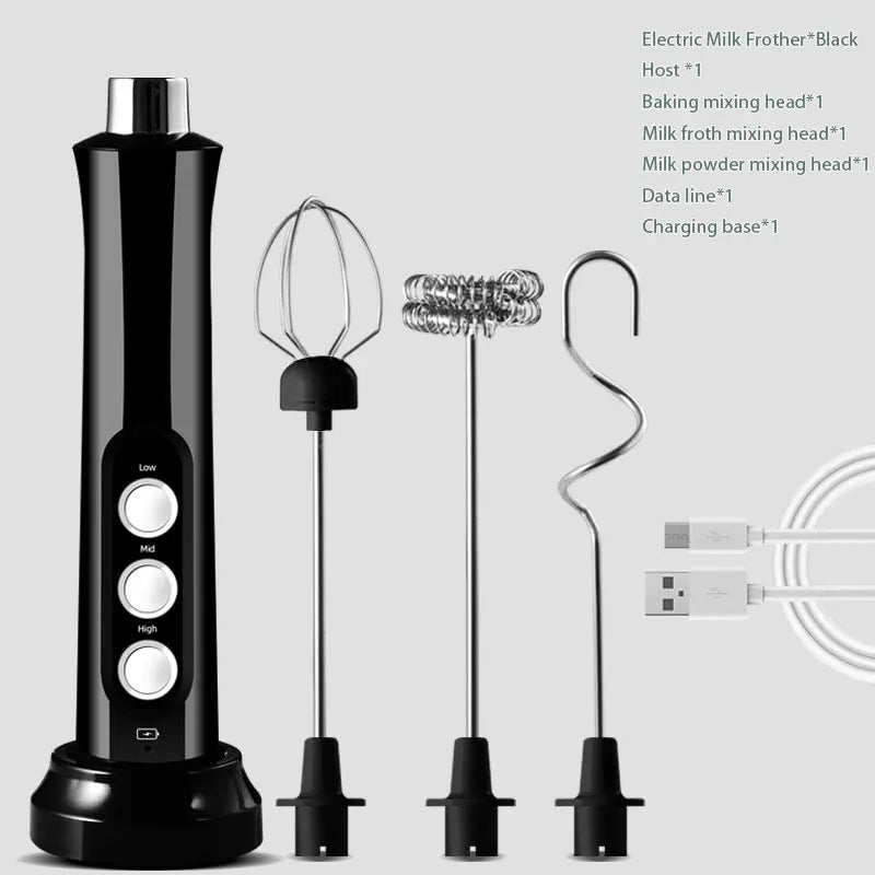 3-in-1 Rechargeable Electric Milk Frother | High-Speed Handheld Foam Maker & Coffee Frothing Wand | Portable Drink Mixer