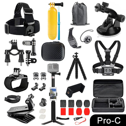 ORBMART GoPro Accessories Set Compatible with Hero 4–13 Black, Mounts for DJI, Insta360, SJCam Action Cameras