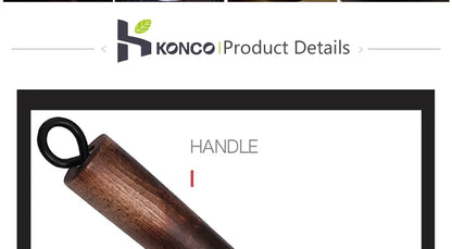 Konco 32cm Pure Cast Iron Wok – Non-Coated Chinese Wok Pan for Gas & Induction Cookers