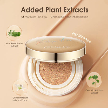 FOCALLURE Air Cushion BB Cream – Poreless, Waterproof, Long-Lasting Matte Foundation & Brightening Concealer with Puff