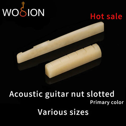 Wosion Bovine Bone Guitar Nut Set - Slotted Upper and Lower Nuts for Acoustic and Classical Guitars, Available in Various Sizes