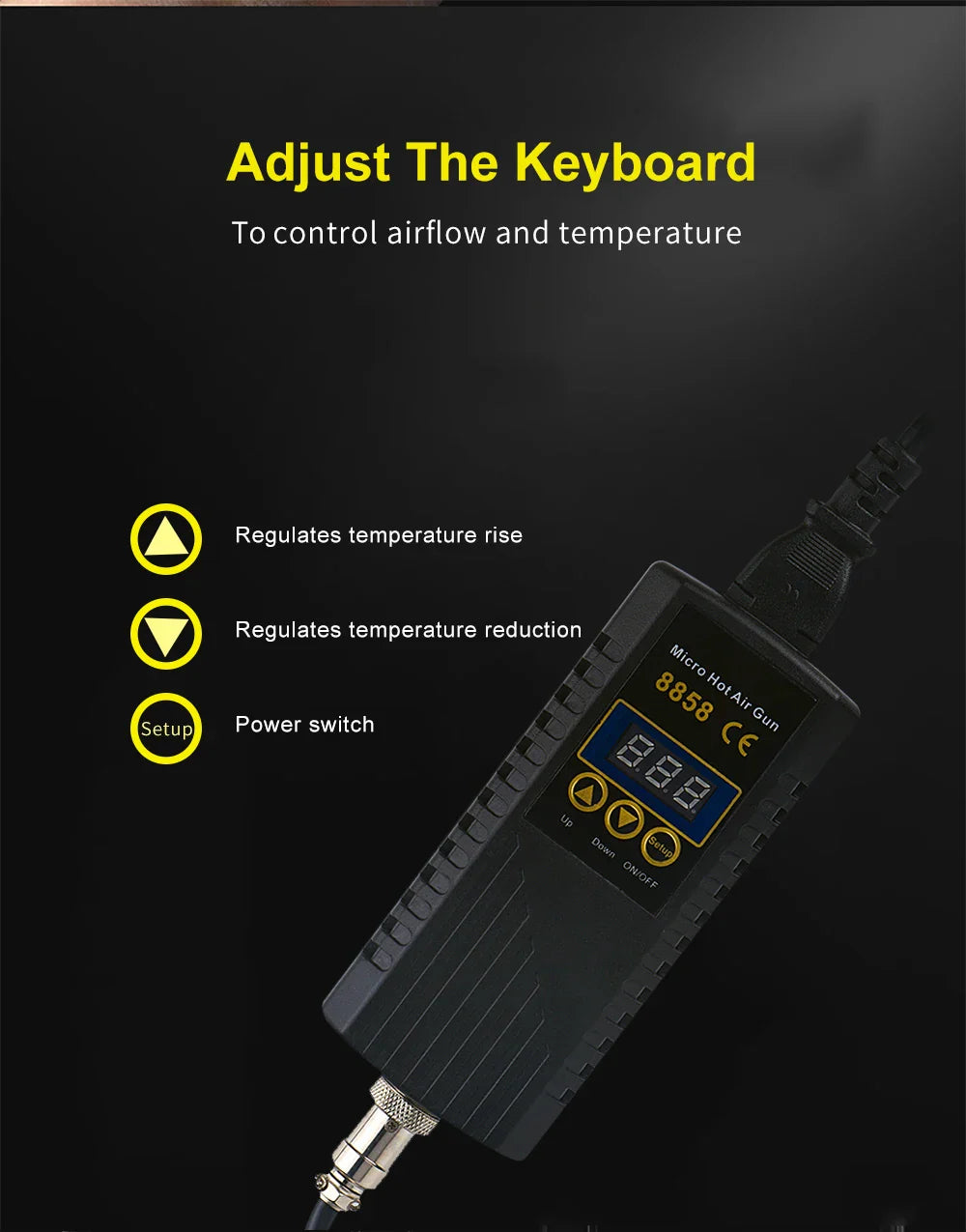 JCD 750W Heat Gun – Digital Display Micro Rework Soldering Station & Hot Air Gun for Welding & Repair, Model 8858