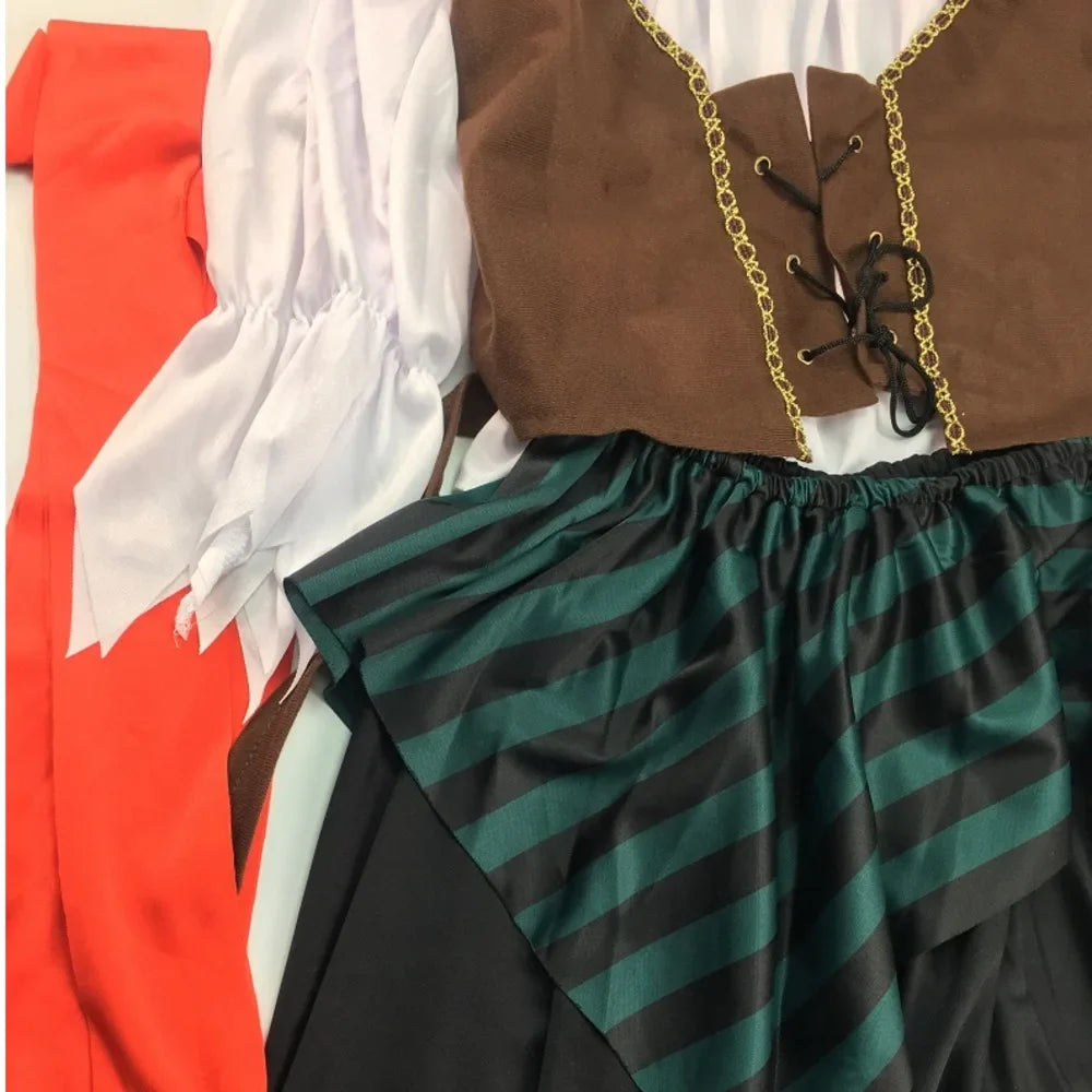 Pirates of the Caribbean Cosplay Costume – Adult Captain Jack Sparrow Outfit for Men & Women, Halloween Party