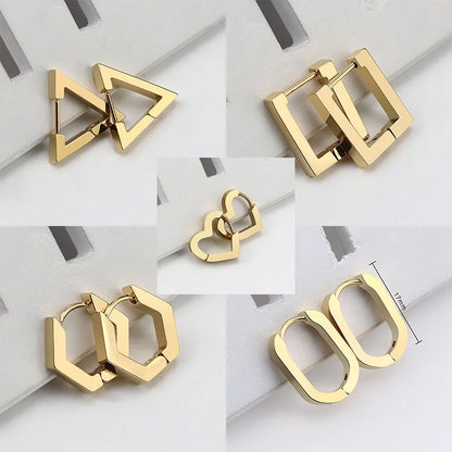MEYRROYU Stainless Steel Mini Hoop Earrings – 3 Color Geometric Jewelry for Women & Men