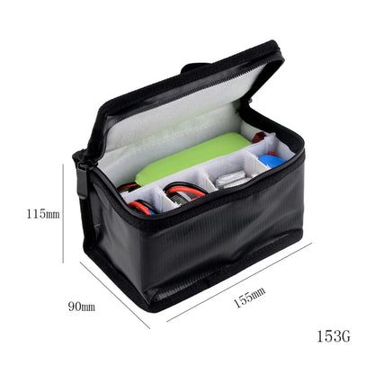 155x115x90mm Fireproof Explosion-Proof Safety Bag – 8-Compartment Storage for RC Drone, Airplane & Helicopter Batteries