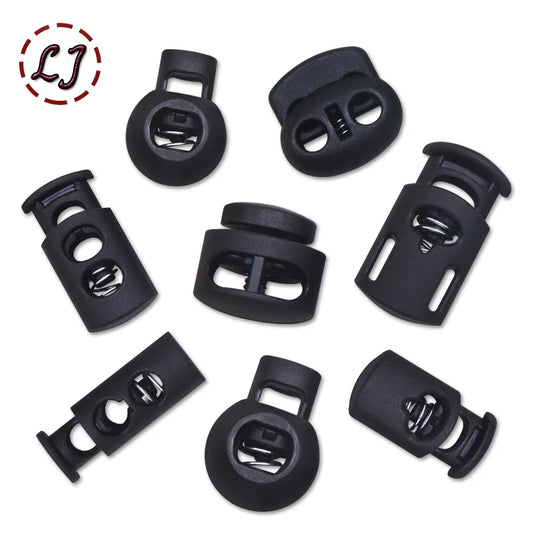 10pcs Plastic Cord Lock Stopper – Black Frost Toggle Clips for Shoelaces, Sportswear & DIY Bag Accessories