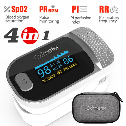 KIUZOU Finger Pulse Oximeter – SPO2, PR, PI, RR Blood Oxygen Saturation & Heart Rate Monitor, OLED Display