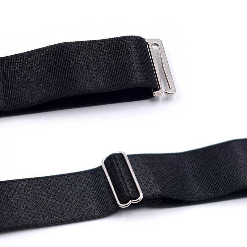 Men's Adjustable Elastic Shirt Stays - Shirt Tuckers Garters with Non-Slip Locking Clamps for Police, Military in Black